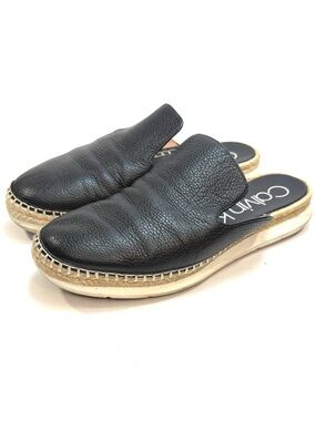 Calvin Klein Black Leather Slip-On Espadrille Mules | 7.5